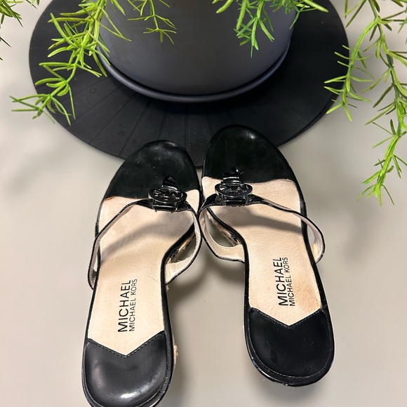 Michael Kors Black and Cream Wedge Sandals - Picture 4 of 10